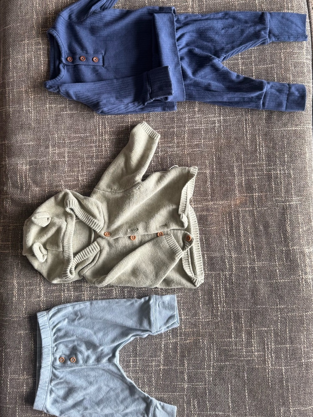 Kids Knit Bottoms Set - Blue, Light Blue, Olive